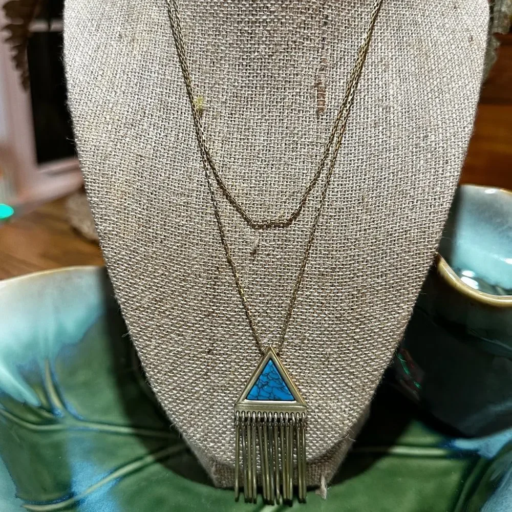 Ann Taylor LOFT Tassel Gold Tone Necklace Approx 34” Long